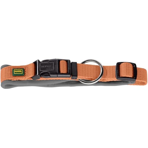 HUNTER Hundehalsung NEOPREN Vario Plus, Farbe: Kupfer/grau, strapazierfähiges Nylon, weiche Neoprenpolsterung, stufenlos verstellbar, mit Zugentlastung, pflegeleicht, komfortabel, Größe: S-M/2,0 von HUNTER