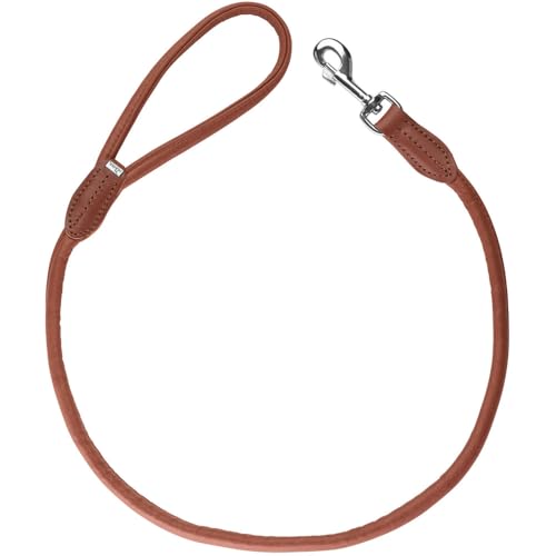 HUNTER Hundeführleine Round & Soft Canadian UP, Farbe: Cognac, weiches, geschmeidiges Leder, Handschlaufe, rundgelegt, nachhaltig, Made in Germany, Größe: 6/110 von HUNTER