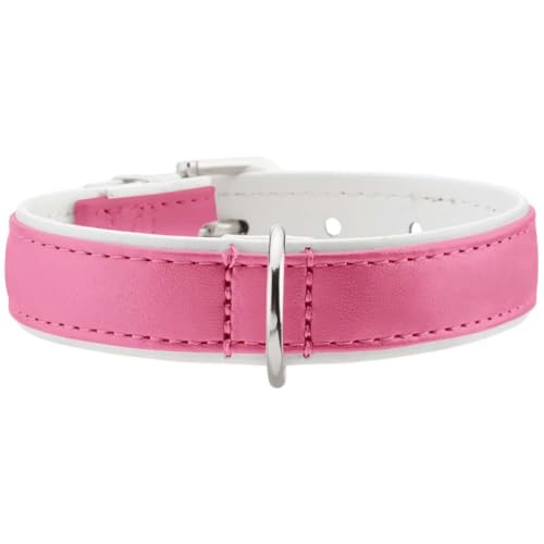 HUNTER Hundehalsband, Modern Art, Kunstleder, kleine Hunde, klassisch, 37 (XS-S), pink/weiß von HUNTER