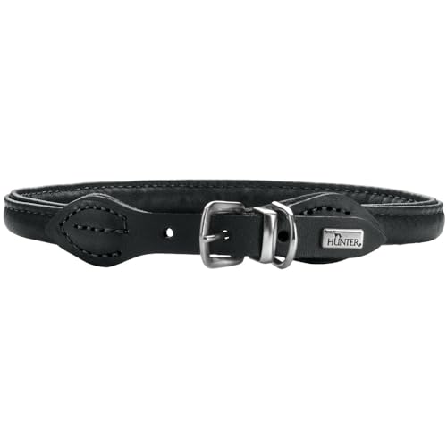 HUNTER Hundehalsband Round & Soft Canadian UP, Farbe: schwarz, weiches, geschmeidiges Leder, klassisch, fellschonend, rundgenäht, nachhaltig, Made in Germany, Größe: 55 von HUNTER