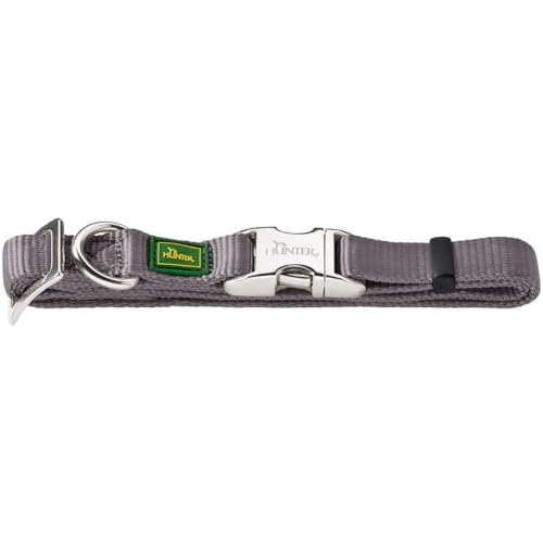 HUNTER VARIO BASIC ALU-STRONG Halsung, Hundehalsband, Nylon, Aluminium Steckverschluss, XL, grau von HUNTER