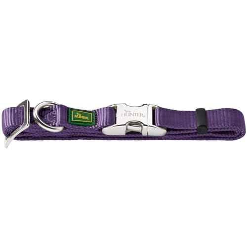 HUNTER VARIO BASIC ALU-STRONG Halsung, Hundehalsband, Nylon, Aluminium Steckverschluss, XL, violett von HUNTER