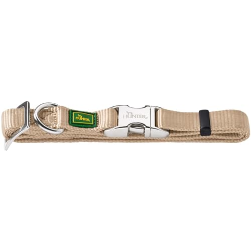 HUNTER VARIO BASIC ALU-STRONG Halsung, Hundehalsband, Nylon, Aluminium Steckverschluss, L, beige von HUNTER