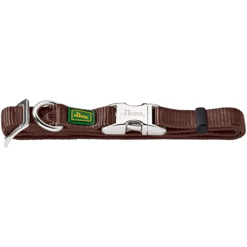 HUNTER VARIO BASIC ALU-STRONG Halsung, Hundehalsband, Nylon, Aluminium Steckverschluss, L, braun von HUNTER