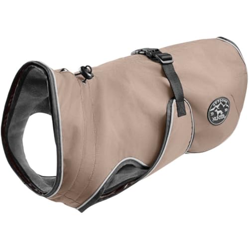 HUNTER Hundemantel Uppsala, Farbe: Taupe, 2in1 Design mit herausknüpfbarem Innenfutter, wasserabweisend, reflektierende Paspeln, geschlossene Bauchseite, optimaler Sitz, Größe: 27,5 von HUNTER