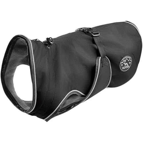 HUNTER Hundemantel Uppsala, Farbe: schwarz, 2in1 Design mit herausknüpfbarem Innenfutter, wasserabweisend, reflektierende Paspeln, geschlossene Bauchseite, optimaler Sitz, Größe: 27,5 von HUNTER