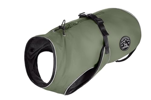 HUNTER Hundemantel Uppsala, Farbe: Khaki, 2in1 Design mit herausknüpfbarem Innenfutter, wasserabweisend, reflektierende Paspeln, geschlossene Bauchseite, optimaler Sitz, Größe: 30 von HUNTER