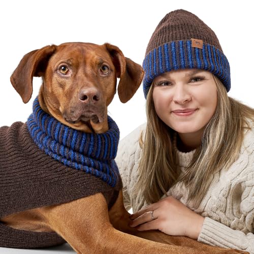 Hundepullover Odense mit Mütze (Set) Farbe braun/blau, Größe 25 von HUNTER