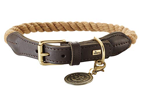 HUNTER LIST Hundehalsband, Tau, Leder, maritim, strapazierfähig, wetterfest, geschmeidig, 60 (L), beige von HUNTER