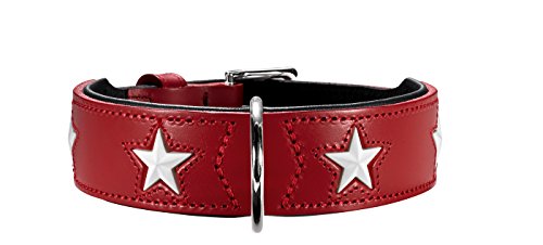 HUNTER MAGIC STAR Hundehalsband, mit Sternen, Leder, weich, 37 (XS-S), schwarz von HUNTER