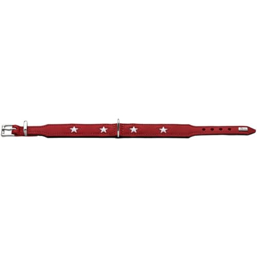 HUNTER MAGIC STAR Hundehalsband, mit Sternen, Leder, weich, 50 (S-M), rot von HUNTER