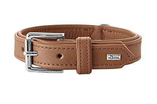 HUNTER MANITOBA Hundehalsband, Leder, Nappa, weich, geschmeidig, 45 (S), cognac von HUNTER