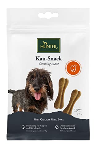 HUNTER MINI CALCIUM MILK BONE Hundesnack, zahnpflegende Eigenschaften, für Welpen und Kleinhunde, 90 g von HUNTER