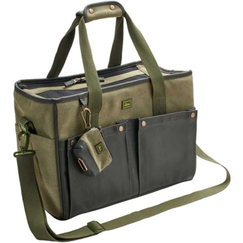 HUNTER Madison Trage- und Transporttasche für kleine Hunde und Katzen bis 7 Kg, mit Baumwolle, Khaki, 40 x 20 x 30 cm Farbe Khaki, Größe one-Size von HUNTER