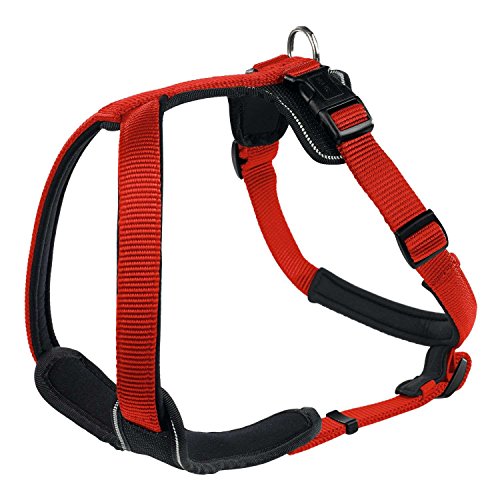 HUNTER Hundegeschirr NEOPREN, Farbe: rot/schwarz, strapazierfähiges Nylon, mit weichem Neopren gepolstert, reflektierendes 3M Scotchlite Reflective Material, pflegeleicht, komfortabel, Größe: M/1 von HUNTER