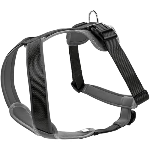 HUNTER NEOPREN Hundegeschirr, Nylon, gepolstert mit Neopren, M/1 53 - 65 cm, schwarz/grau von HUNTER