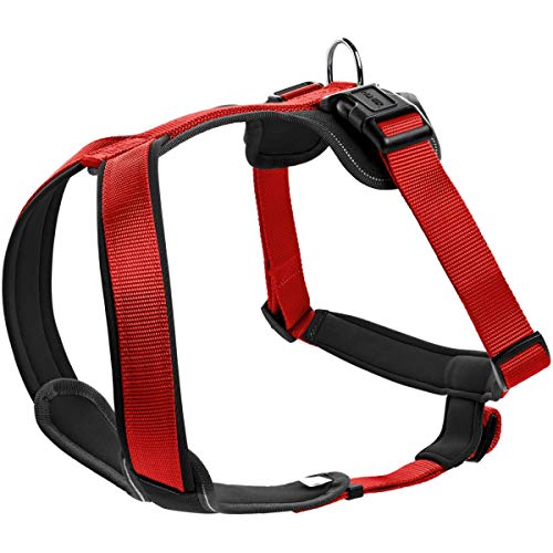 HUNTER NEOPREN Hundegeschirr, Nylon, gepolstert mit Neopren, M/2 58 - 72 cm, rot/schwarz von HUNTER