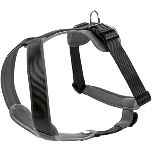 HUNTER NEOPREN Hundegeschirr, Nylon, gepolstert mit Neopren, M/2 58 - 72 cm, schwarz/grau von HUNTER