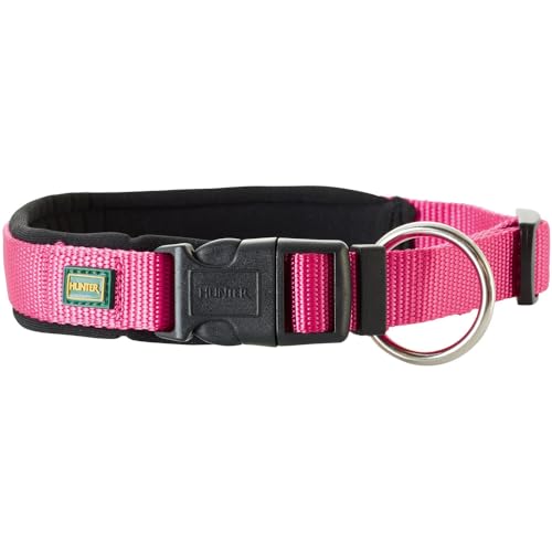 HUNTER NEOPREN VARIO PLUS Halsung, Hundehalsband, Nylon, mit Neopren gepolstert, 30/1,5 (XS-S), himbeer/schwarz von HUNTER