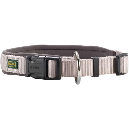 HUNTER NEOPREN VARIO PLUS Halsung, Hundehalsband, Nylon, mit Neopren gepolstert, 35/1,5 (S), grau von HUNTER