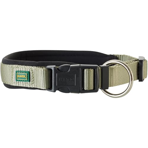 HUNTER NEOPREN VARIO PLUS Halsung, Hundehalsband, Nylon, mit Neopren gepolstert, 35/2,0 (S), oliv/schwarz von HUNTER