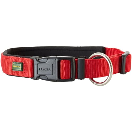 HUNTER NEOPREN VARIO PLUS Halsung, Hundehalsband, Nylon, mit Neopren gepolstert, 35/2,0 (S), rot/schwarz von HUNTER