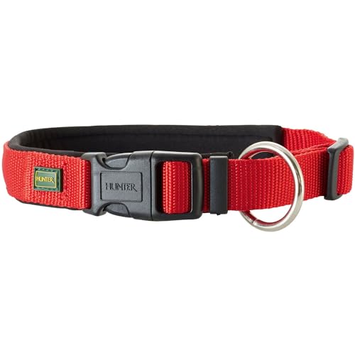 HUNTER NEOPREN VARIO PLUS Halsung, Hundehalsband, Nylon, mit Neopren gepolstert, 35/2,0 (S), rot/schwarz von HUNTER