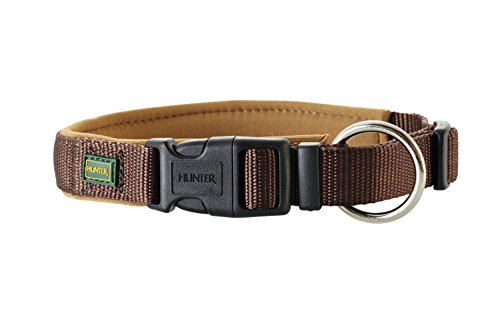 HUNTER NEOPREN VARIO PLUS Halsung, Hundehalsband, Nylon, mit Neopren gepolstert, 40-45 (M), braun/karamell von HUNTER