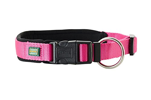 HUNTER NEOPREN VARIO PLUS Halsung, Hundehalsband, Nylon, mit Neopren gepolstert, 45/2,0 (M), himbeer/schwarz von HUNTER