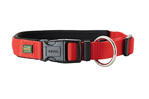 HUNTER ‎62188 NEOPREN VARIO PLUS Halsung, Hundehalsband, Nylon, mit Neopren gepolstert, 45/2,0 (M), rot/schwarz von HUNTER