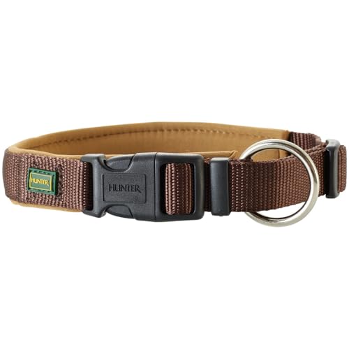 HUNTER NEOPREN VARIO PLUS Halsung, Hundehalsband, Nylon, mit Neopren gepolstert, 55/2,5 (L), braun/karamell von HUNTER