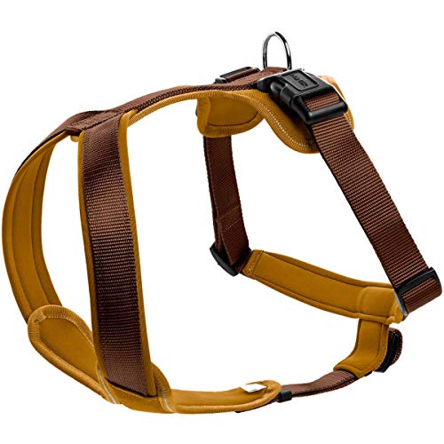 HUNTER Hundegeschirr NEOPREN, Farbe: braun/caramel, strapazierfähiges Nylon, mit weichem Neopren gepolstert, reflektierendes 3M Scotchlite Reflective Material, pflegeleicht, komfortabel, Größe: M/2 von HUNTER