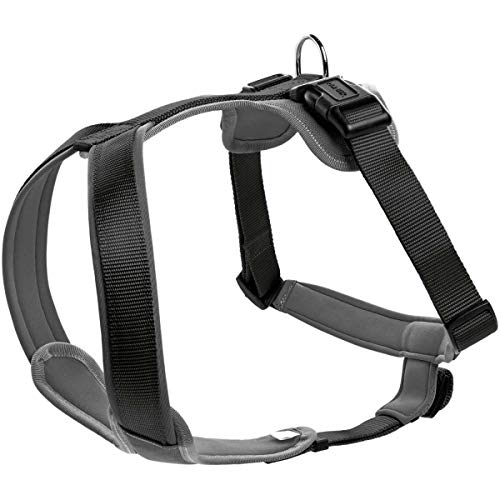 HUNTER Hundegeschirr NEOPREN, Farbe: schwarz/grau, strapazierfähiges Nylon, mit weichem Neopren gepolstert, reflektierendes 3M Scotchlite Reflective Material, pflegeleicht, komfortabel, Größe: S von HUNTER