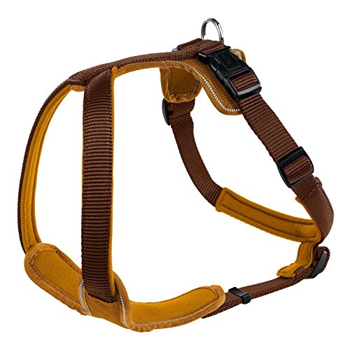 HUNTER NEOPREN Hundegeschirr, Nylon, gepolstert mit Neopren, L-XL 77 - 100 cm, braun/caramel von HUNTER