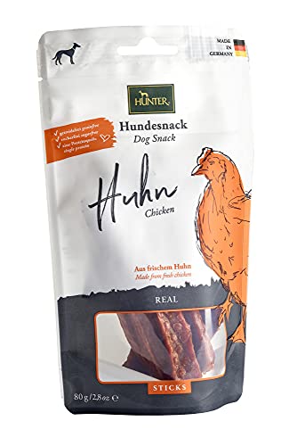 HUNTER REAL STICKS Hundesnack, getreidefrei, ohne Zuckerzusatz, 80 g, Huhn von HUNTER