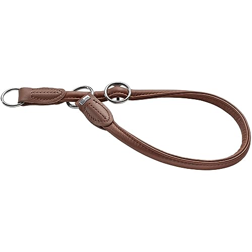 HUNTER ROUND & SOFT Dressurhalsung, Hundehalsband, Leder, Nappaleder, rund, weich, 55L, braun von HUNTER