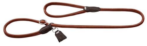 HUNTER Round and Soft Cody Retrieverleine, integrierte Halsung, Leder, rund, rustikal, 1,0/120 cm, cognac von HUNTER