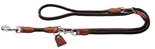 HUNTER Round and Soft Cody Verstellbare Führleine für Hunde, Leder, rund, rustikal, 1,0/200 cm, dunkelbraun von HUNTER