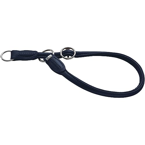 Hunter Round & Soft Dressurhalsung, Hundehalsband, Leder, Nappaleder, rund, weich, 55 (L), dunkelblau von HUNTER