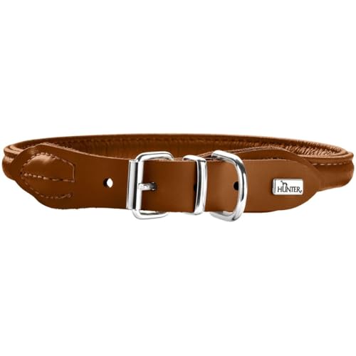 HUNTER ROUND & SOFT ELK Hundehalsband, Leder, weich, rund, fellschonend, 50 (M), cognac von HUNTER