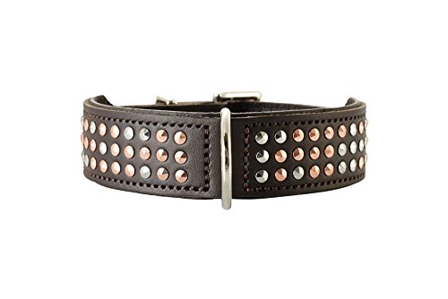 HUNTER SAN DIEGO Hundehalsband, Leder, geschmeidig, Nieten, 50 (S-M), braun von HUNTER