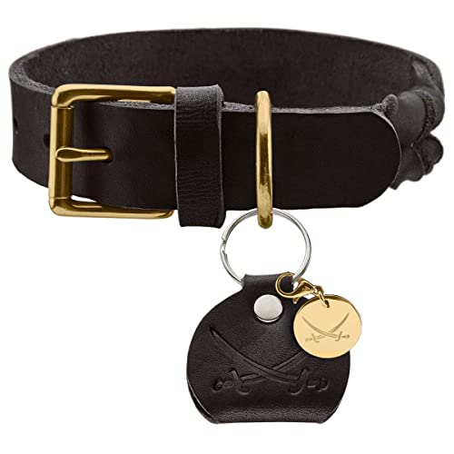 HUNTER SANSIBAR SOLID Hundehalsband, Leder, strapazierfähig, griffig, geflochten, 45 (S-M), schwarz von HUNTER