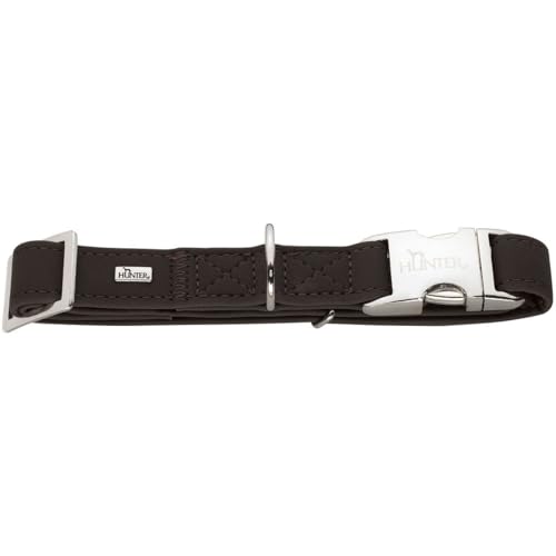 HUNTER SOFTIE ALU-STRONG Hundehalsung, Hundehalsband, Kunstleder, Aluminium Klickverschluss, L, braun von HUNTER