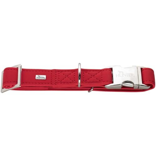 HUNTER SOFTIE ALU-STRONG Hundehalsung, Hundehalsband, Kunstleder, Aluminium Klickverschluss, L, rot von HUNTER