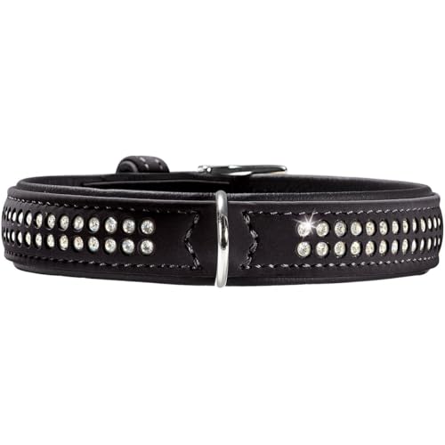 HUNTER SOFTIE DELUXE Hundehalsband, Kunstleder, glitzernde Strasssteine, 35 (XS), schwarz von HUNTER