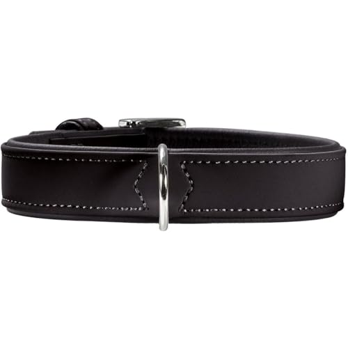 HUNTER SOFTIE Hundehalsband, Kunstleder, samtig, pflegeleicht, 45 (S-M), schwarz von HUNTER