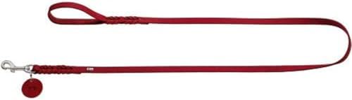 HUNTER SOLID EDUCATION Hundeführleine, Leder, geflochten, robust, weich, Handschlaufe, 1.1 x 200 cm, rot von HUNTER