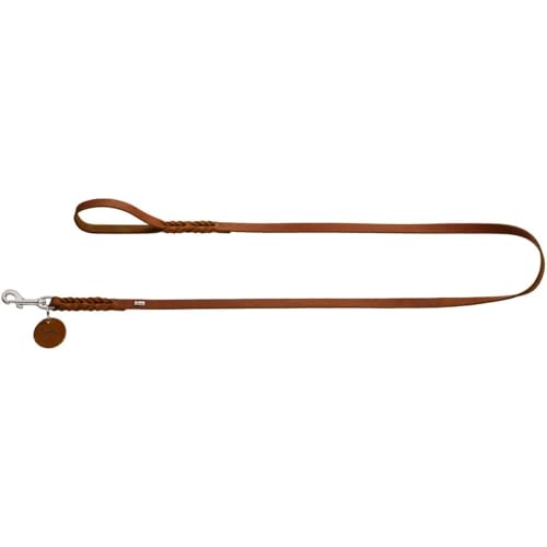 HUNTER SOLID EDUCATION Hundeführleine, Leder, geflochten, robust, weich, Handschlaufe, 1.6 x 100 cm, cognac von HUNTER