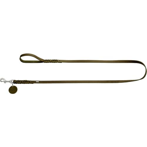 HUNTER SOLID EDUCATION Hundeführleine, Leder, geflochten, robust, weich, Handschlaufe, 1.1 x 150 cm, oliv von HUNTER