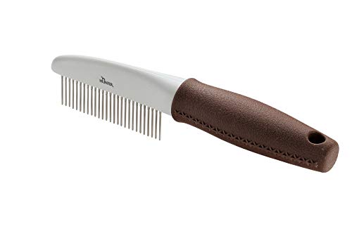 HUNTER SPA Pflegekamm mit rotierenden Zinken, zur Pflege von Deckhaar und Unterwolle, 21 x 4 cm, grau / braun von HUNTER